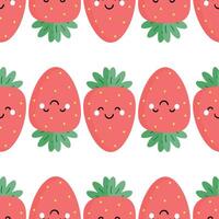 sin costura modelo con linda dibujos animados fresas, para tela imprimir, textil, regalo envase papel. vistoso vector para niños, plano estilo