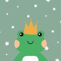 linda ilustración de un dibujos animados rana vistiendo un corona con linda escritura. linda animal fondos de pantalla, antecedentes y tarjetas vector