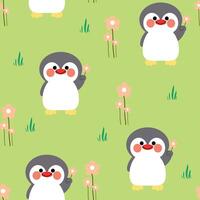 Seamless pattern with cute cartoon penguins for fabric print, textile, gift wrapping paper. children's colorful vector, flat style vector