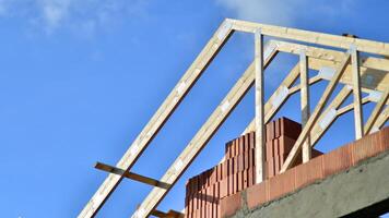 Single-family house under construction in an development estate of small single-family houses. photo