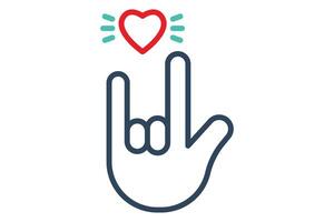 I love you sign language. expressing love. line icon style. element illustration vector