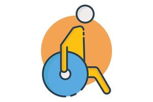 handicap sign. icon of a person using a wheelchair. icon related to disability. flat line icon style. element illustration vector