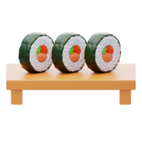 sushi 3d ikon. sushi tallrik 3d ikon png
