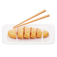 kyckling katsu 3d ikon. Krispig friterad katsu 3d illustration png