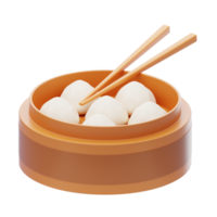 Dim Sum 3D Icon. Dim Sum With Chopstick 3D Illustration png