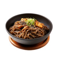 ai generado transparente yaki soba detalle, destacando el textura y detalles de asiático tallarines png