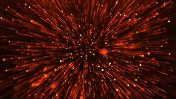 Abstract colorful explosion of gold dust particles, glowing particles movement, speed of light, fireworks of dots and particles, space scene, futuristic background. Seamless looping 4k video. video