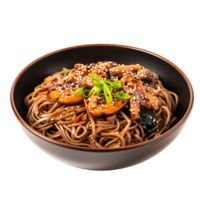 AI generated Cutout Japanese Stir Fried Noodles, Ideal for Culinary Graphics with an Eastern Flair png