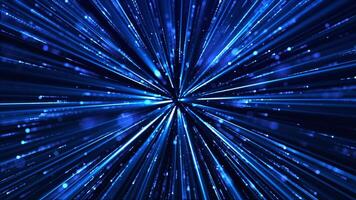 abstract background of neon flying light lines, animation of bright light lines and particles, movement of glowing rays, sci-futuristic, seamless loop, 4K. video