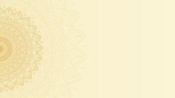 Ornate Mandala Looping Animation Blank Horizontal Video Background in Bright Gold Tone