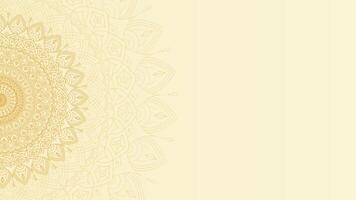 Ornate Mandala Looping Animation Blank Horizontal Video Background in Bright Gold Tone