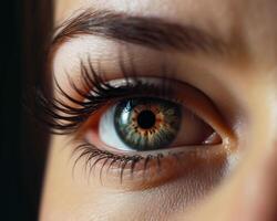 AI Generated Close up of beautiful woman eye. photo