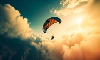 AI generated Paraglider above the clouds photo