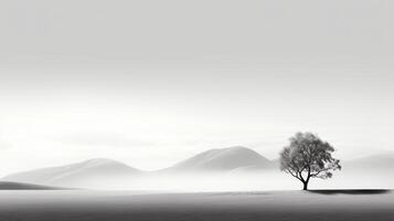 AI generated A minimalist monochrome landscape with serene simplicity photo