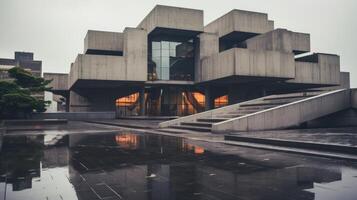 AI generated A futuristic brutalist building in a contemporary city photo