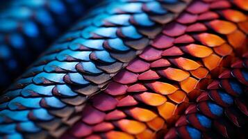 AI generated Hyper zoom of vibrant snake scales photo