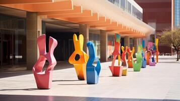 AI generated Artistic sculptures in a public plaza photo
