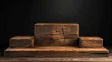 AI generated Rustic wooden 3d podium with texture photo