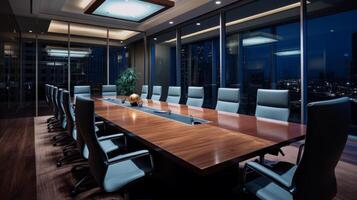 AI generated A corporate boardroom with a sophisticated design photo