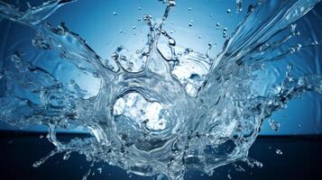 AI generated Stunning hyper zoom of a crystal clear water splash photo