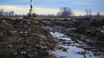 AI generated Polluted landscape with contaminated soil photo