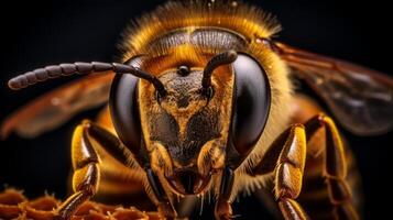 AI generated Extreme hyperzoom capturing the detail of a bee photo