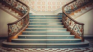 AI generated Decorative patterns on a vintage staircase photo