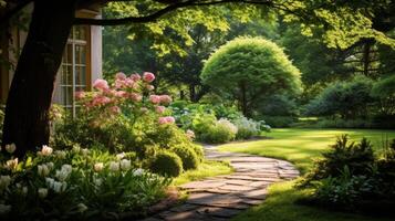 ai generado el calma y atractivo ambiente de un jardín foto