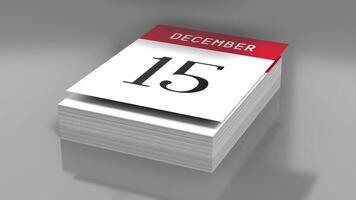 december - roterande papper kalender med flygande sidor video