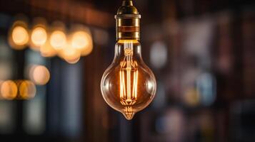 AI generated A closeup of a vintage filament lightbulb photo