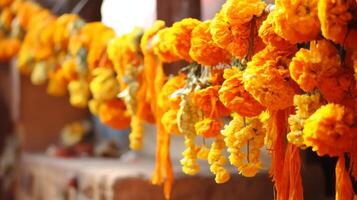 AI generated Day of the dead marigold garland photo