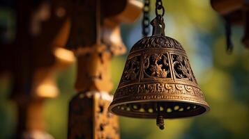 AI generated A closeup of a zen bell with intricate details photo