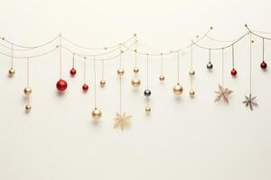 AI generated Festive wall adorned with christmas ornaments photo