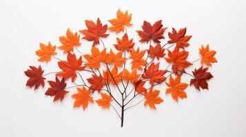 AI generated Leaves in the shape of a maple tree photo