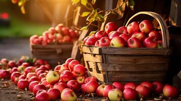 AI generated Festive apple harvest scene photo