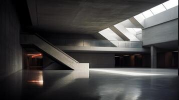 AI generated A dynamic composition of brutalist architecture and light photo