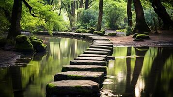 AI generated A tranquil zen path leading to a place of deep reflection photo