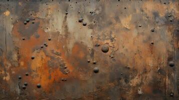 AI generated A textured piece of corroded metal with rivets photo