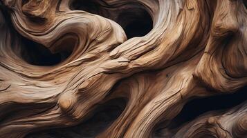 AI generated A knotted, textured piece of natural wood photo