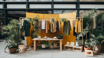 AI generated Popup stand showcasing sustainable fashion photo