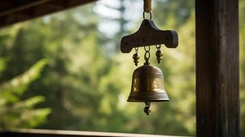 AI generated A zen bell tolling, inviting practitioners to presence photo