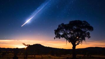 ai generado un uap iluminado por el cósmico fenómeno de un meteorito ducha foto