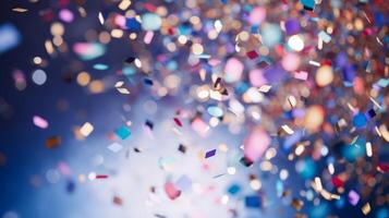 AI generated Closeup of confetti caught in a burst of celebration photo