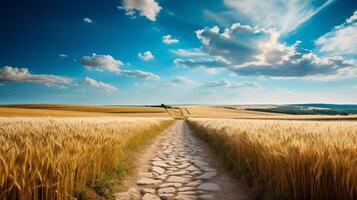 AI generated A path through an open field symbolizing opportunities photo