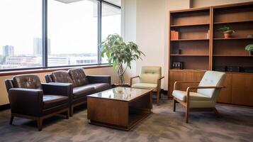 AI generated A professional office environment with a corporate atmosphere photo