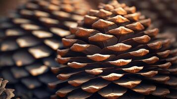 AI generated Hyper zoom of pinecone's scales texture photo