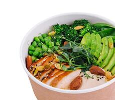 Healthy lunch bowl with grilled chicken photo