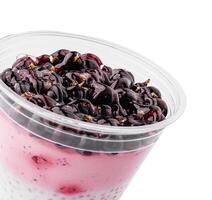 dessert with berries and chia seeds isolated photo