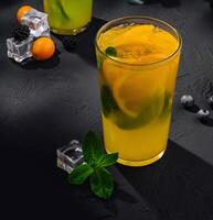 Refreshing lemonade with orange, lime and mint photo