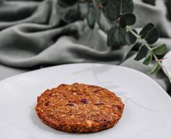 Oatmeal Cookies on White Plate close up photo